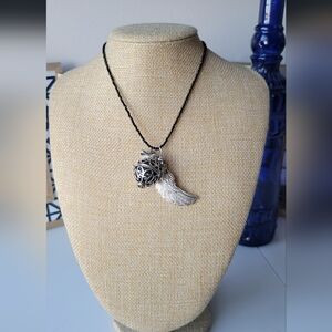 Natural Onyx Necklace with Silver Wing 🪽 Angel Caller Chim